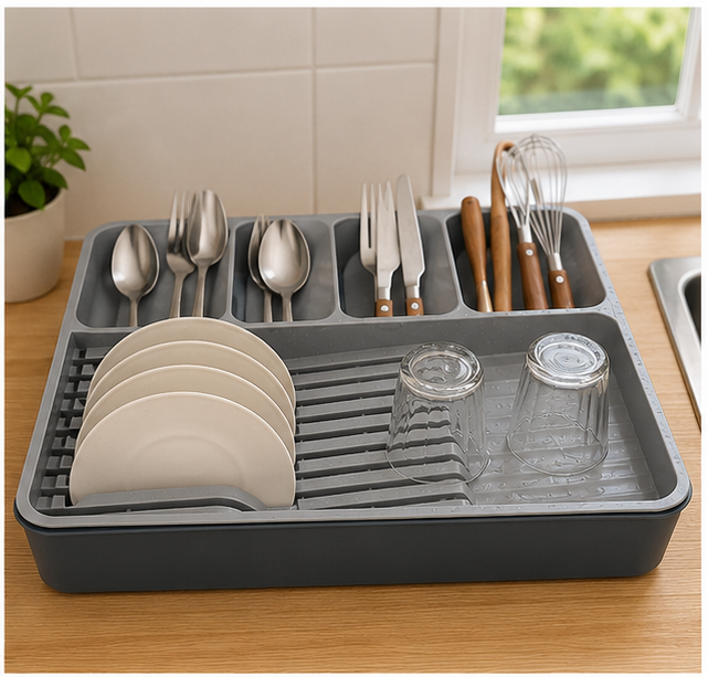 Grey Cutlery and Spoon Organizer Tray (YM120)