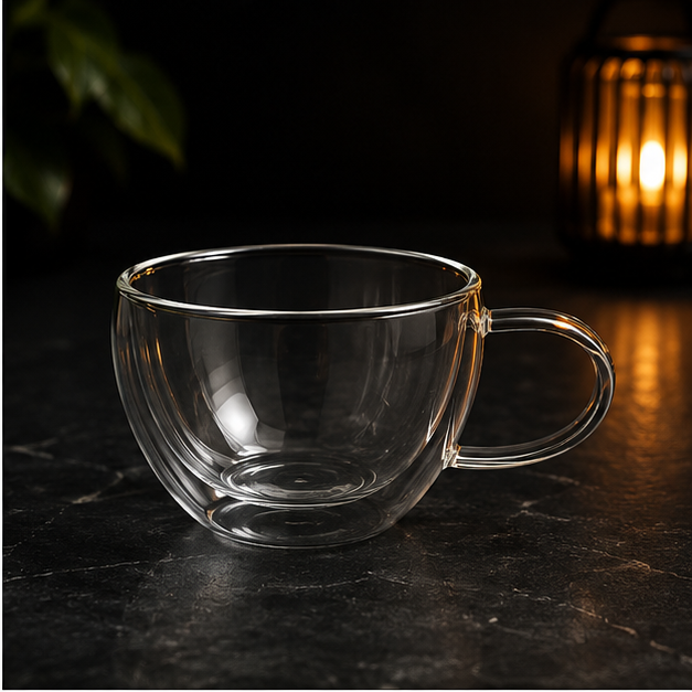 Double Wall Glass Coffee Cup Transparent (YM158)
