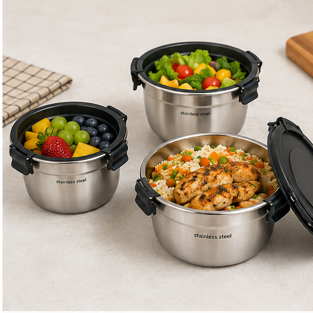 Stainless Steel Food Storage Container Set of 3 (YM2072)