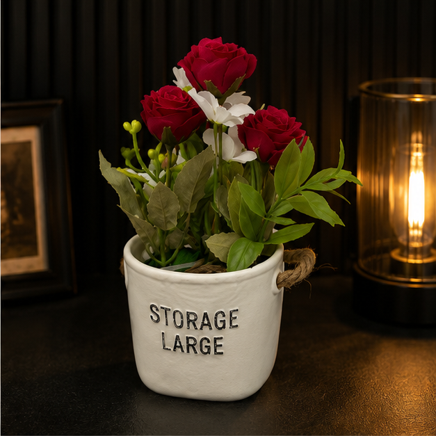 Decorative Artificial Plant Mix in White Planter for Home & Office Décor (YM1010)