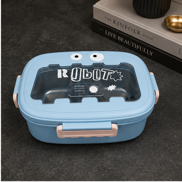 Kids Stainless Steel Robot Lunch Box Blue (YM2501)