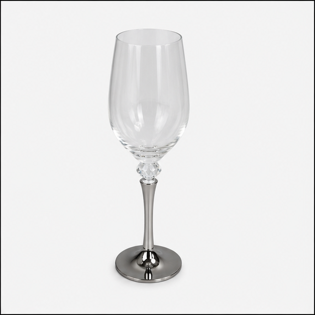 Luxury Wine Glass with Crystal Stem & Silver Base (YM2279)