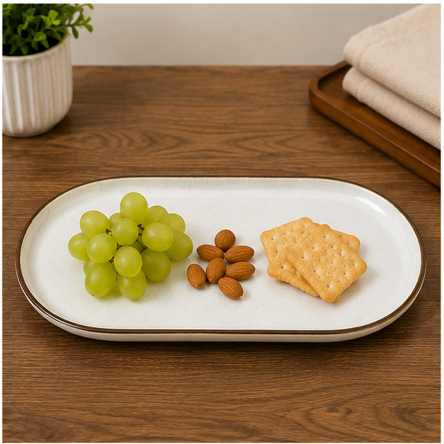 Elegant White Ceramic Serving Plate for Dining & Serveware (YM1447)