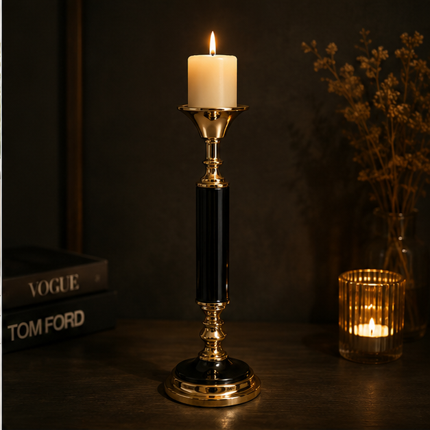 Modern Glass Stem Pillar Candle Holder (YM1128)