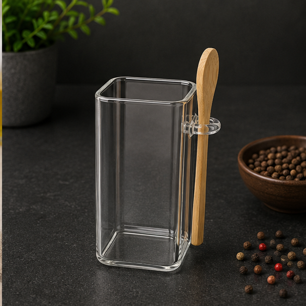 Transparent Glass Jar for Kitchen Storage and Pantry Use (YM1696)