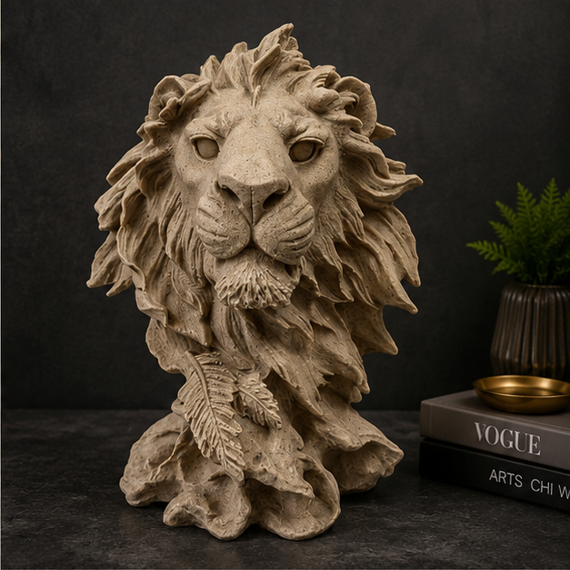 Majestic Lion Head Decorative Sculpture Beige (YM2308)