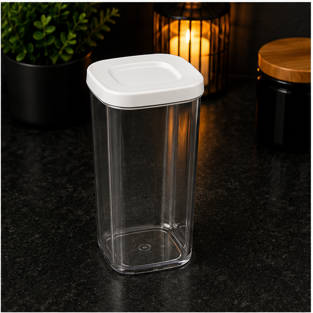 White Plastic Storage Box with Lid for Kitchen Organization (YM1240)