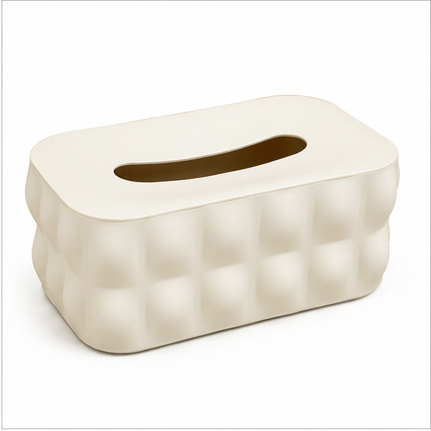 Cream Textured Tissue Box Holder (YM2713)