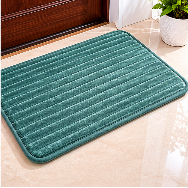 Soft Green Stripes Door Mat for Indoor Use (YM1875)