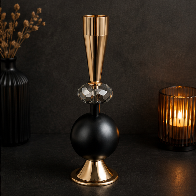Modern Decorative Candle Holder Black & Gold (YM1132)