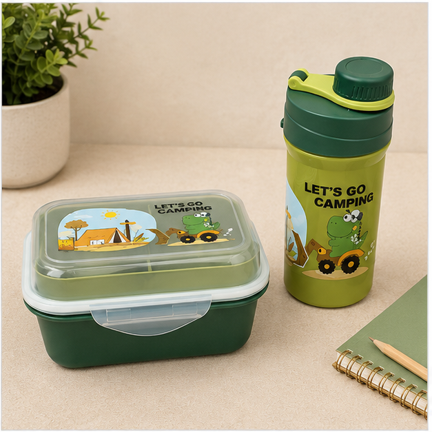 Green Kids Lunch Box and Water Bottle Set (YM2479)