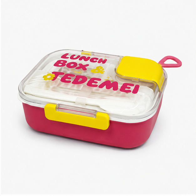 Stainless Steel Lunch Box with Fork & Spoon – Pink (YM2484)