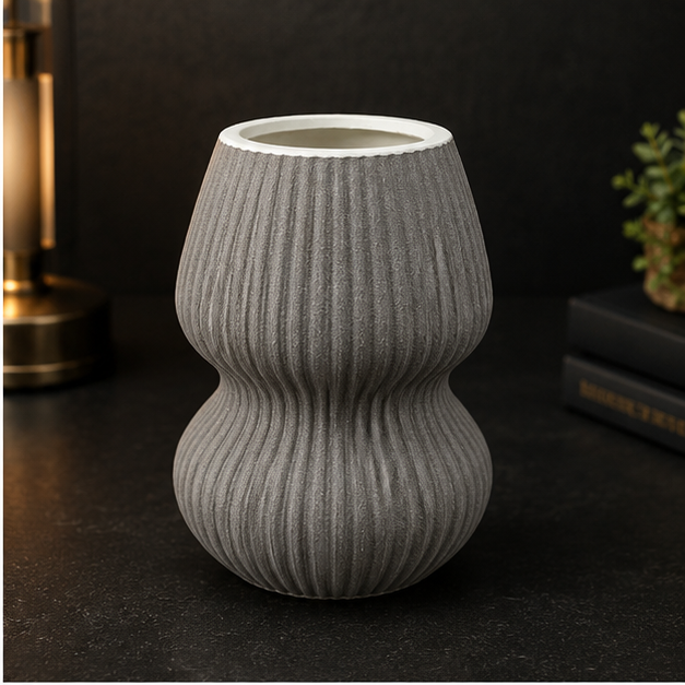 Textured Decorative Flower Vase Grey (YM1344)