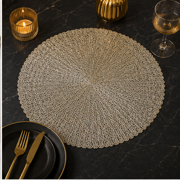 Gold Round Table Mat Set of 6 (YM2655)