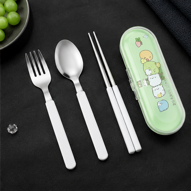 Kids Cutlery Set with Case – Green (YM2496)