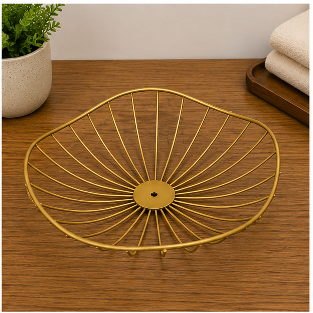 Elegant Gold Metal Fruit Basket for Kitchen & Dining Table (YM1014)
