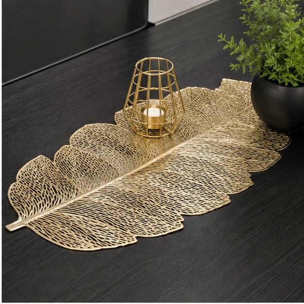 Modern Leaf Pattern Placemat Gold (YM2647)