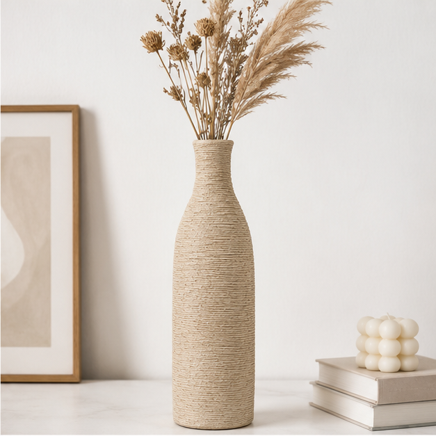 Textured Beige Decorative Vase (YM1112)