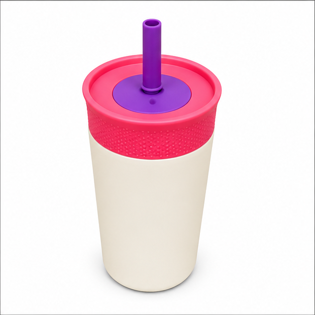 Beige Insulated Tumbler with Straw & Lid (YM048)
