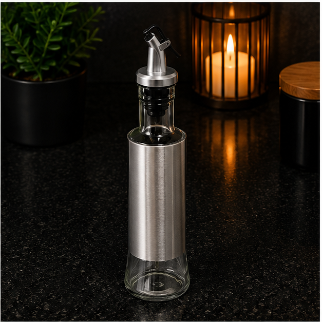 Glass Oil Dispenser Bottle with Stainless Steel Pourer (YM054)