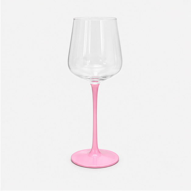 Stemmed Wine Glass with Pink Base (YM1384)