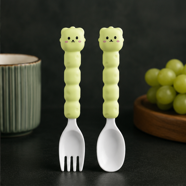 Baby Cutlery Set – Fork & Spoon Green (YM2494)