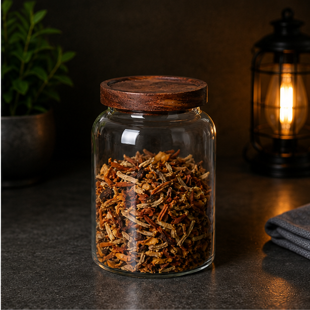 Glass Storage Jar with Wooden Lid (YM2449)