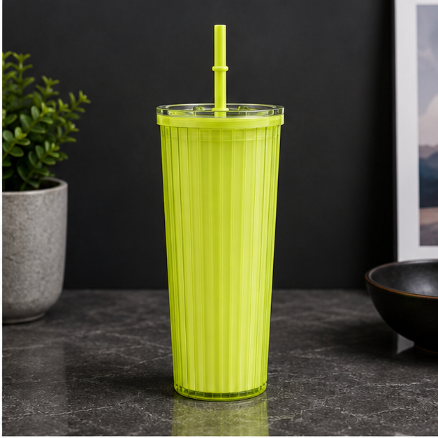 Plastic Water Tumbler with Straw for Daily Hydration & Travel (YM494)