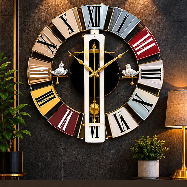 Modern Multi Color Wall Clock for Home & Living Decor (YM1095)