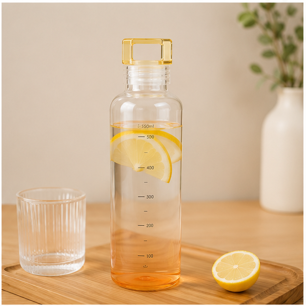 Orange Glass Water Bottle 550ML (YM2175)