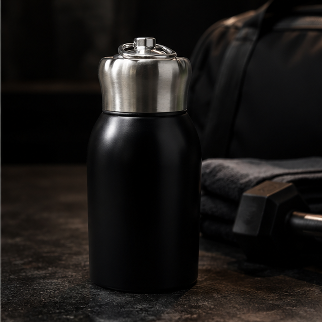 Vacuum Insulated Black Kids Water Bottle & Sipper (YM1055)