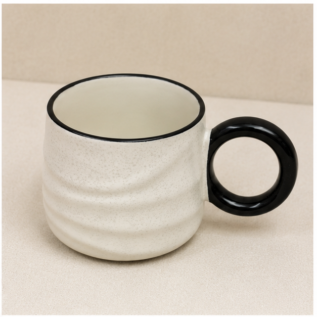 White Ceramic Coffee Mug with Black Handle (YM460)