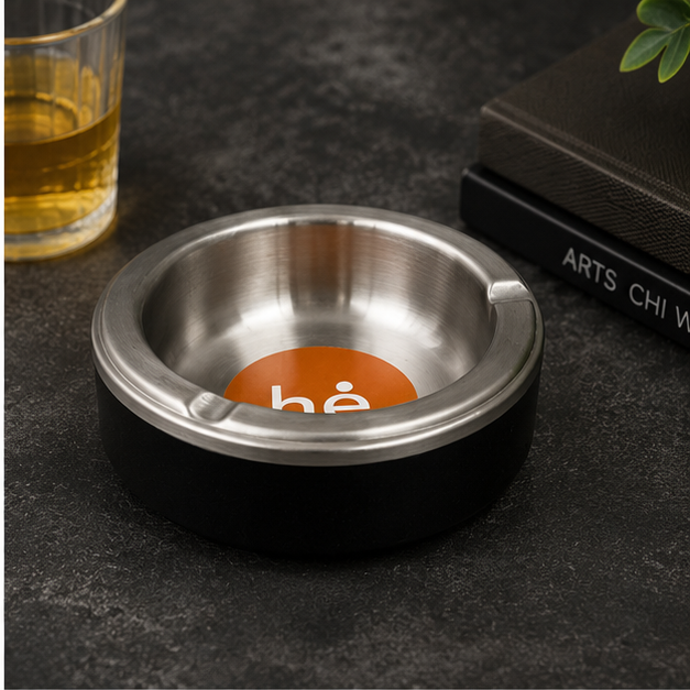 Black Stainless Steel Ashtray (YM2055)