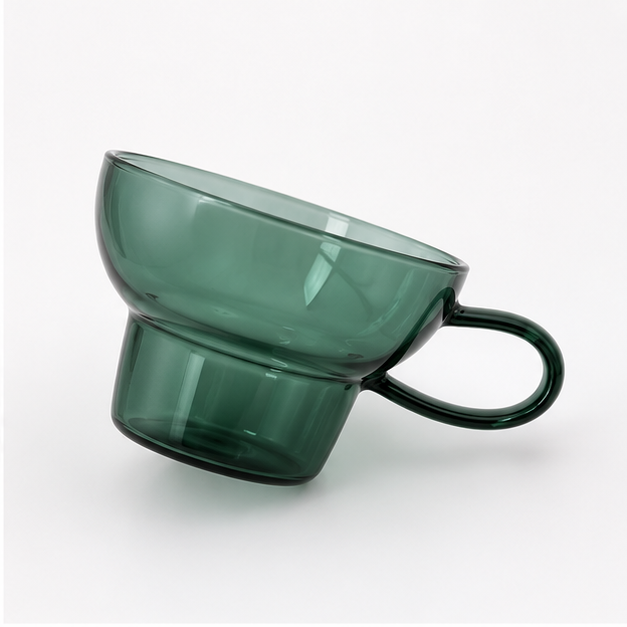 Green Glass Coffee Cup for Hot & Cold Drinks (YM1689)