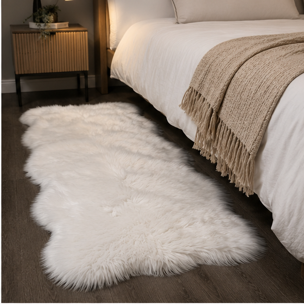 Soft White Faux Fur Floor Rug Mat (YM2667)