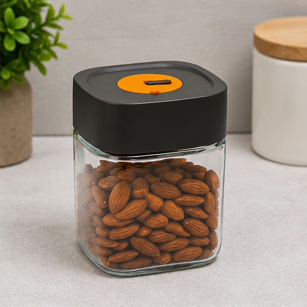 Grey Glass Storage Jar (YM1238)