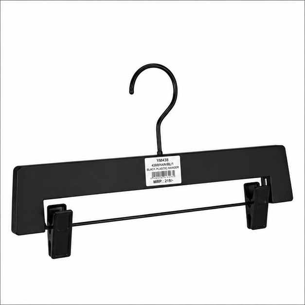 Black Plastic Straight Bar Clothes Hanger (YM438)