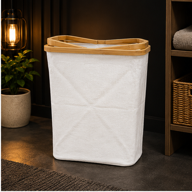 Oxford Fabric Laundry Basket White (YM1876)