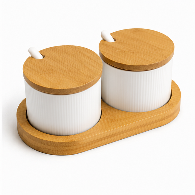 White Glass Seasoning Jar Set of 2 (YM145)