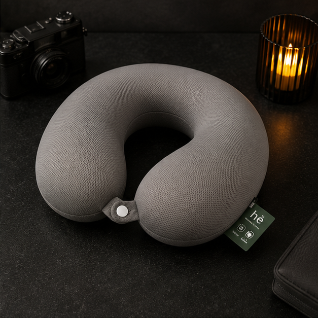 Soft Grey Neck Pillow for Travel Comfort and Support (YM1858)