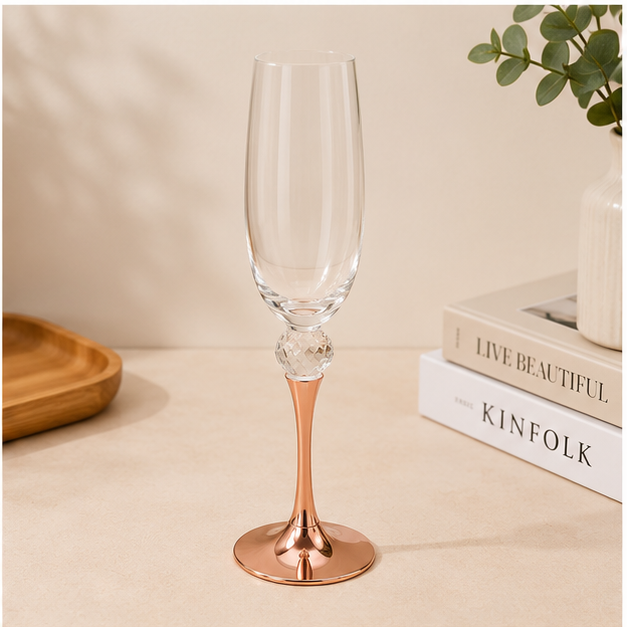 Rose Gold Champagne Flute Glass for Celebrations (YM2276)