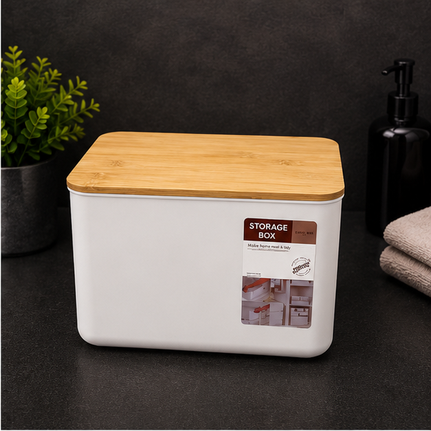 Storage Box with Tissue Holder – White Organizer Box (YM558)