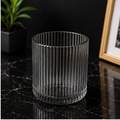 Grey Ribbed Glass Drinking Cup (YM618)
