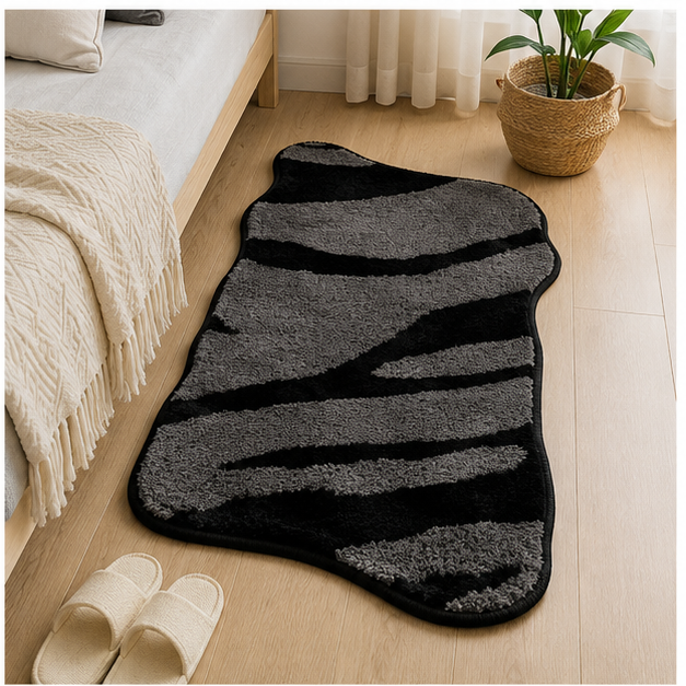 Black Soft Floor Rug for Living Room & Bedroom (OF-FM-11)