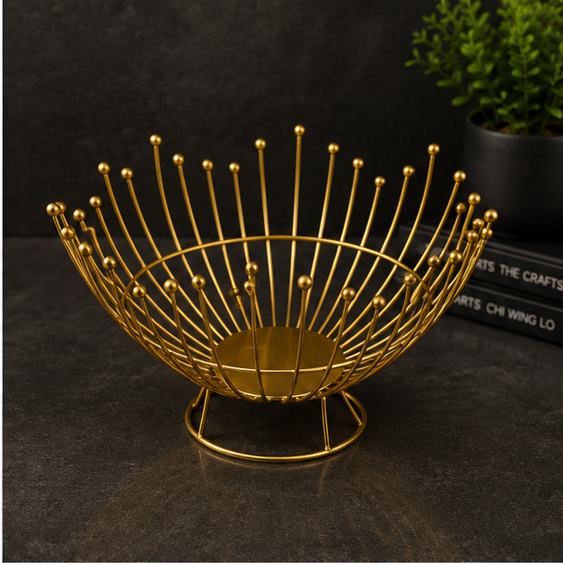 Decorative Metal Fruit Basket Gold (YM112)