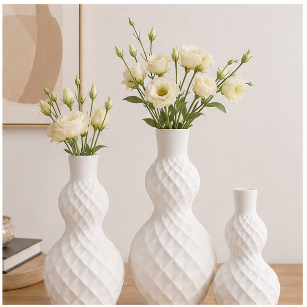 Modern White Ceramic Flower Vase for Table Décor (YM2350)