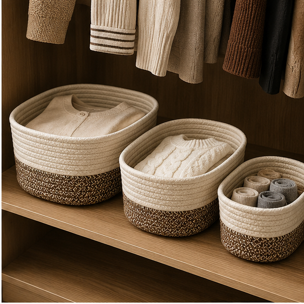 Wardrobe Organizer Brown Set of 3 (YM2600)