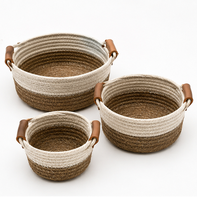 Laundry Basket Brown Set of 3 (YM1880)