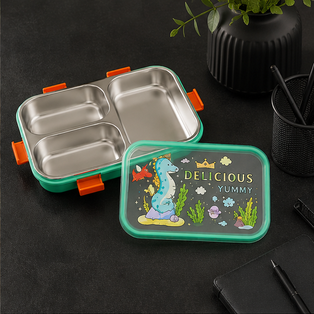 Kids Stainless Steel Lunch Box – Green (YM2498)