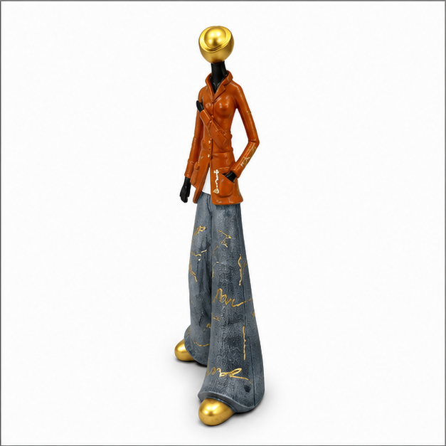 Elegant Orange Lady Figurine Décor (YM1157)